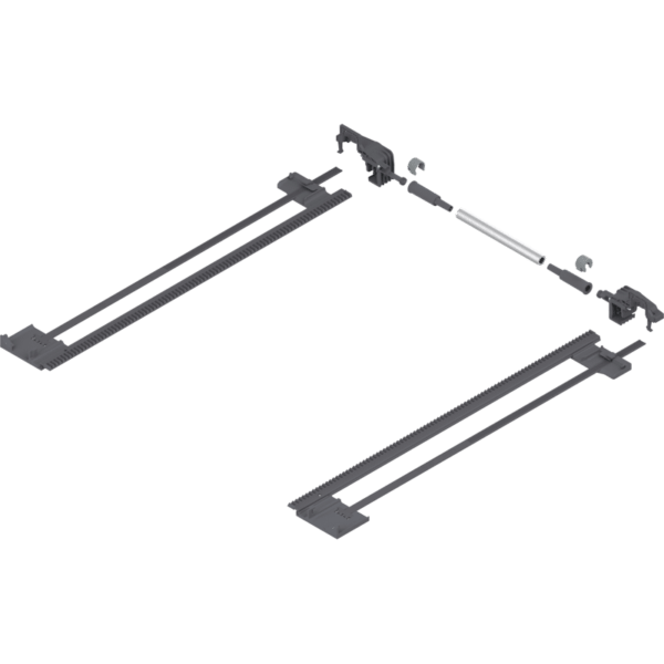 Seitenstabilisierung Ral 7037 Tandem-Vollauszug bis NL 410mm bis max. Korpusbrei