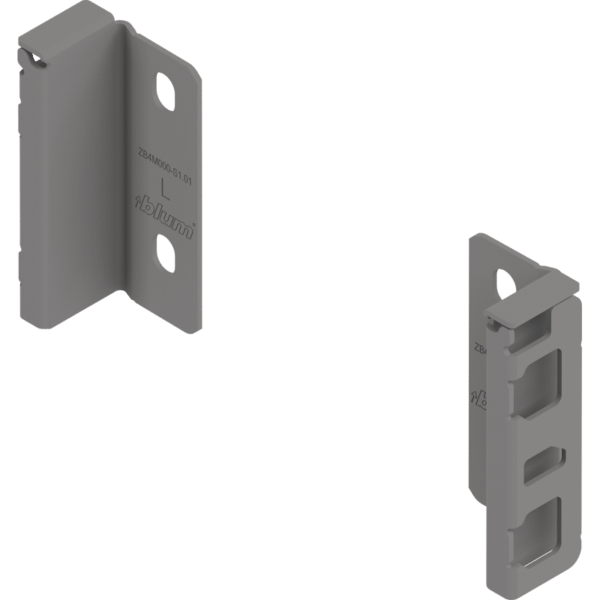 MERIVOBOX Holzrückwandhalter, Höhe M (108 mm), links/rechts, indiumgrau