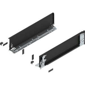 LEGRABOX pure Zarge (innen) H=128.5mm NL=500mm, carbonschwarz matt, links/rechts