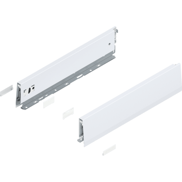 MERIVOBOX Zarge, Höhe M (91 mm), NL=400 mm, l/r inkl. Abdeckk., seidenweiß