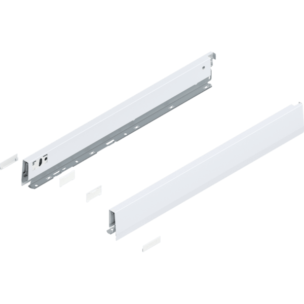 MERIVOBOX Zarge, Höhe N (68,5 mm) NL=550 mm, l/r inkl. Abdeckk., seidenweiß