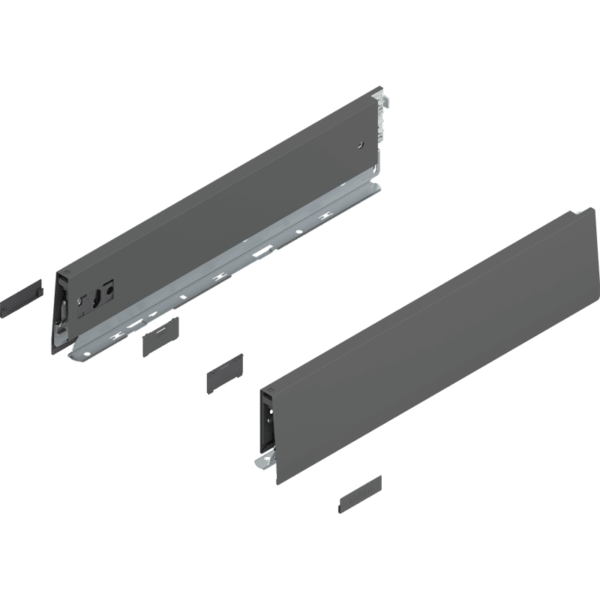MERIVOBOX Zarge, Höhe M (91 mm), NL=400 mm, l/r inkl. Abdeckk., oriongrau
