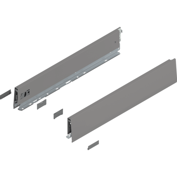 MERIVOBOX Zarge, Höhe M (91 mm), NL=500 mm, l/r inkl. Abdeckk., indiumgrau
