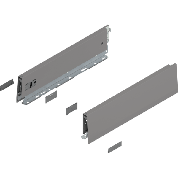 MERIVOBOX Zarge, Höhe M (91 mm), NL=350 mm, l/r inkl. Abdeckk., indiumgrau