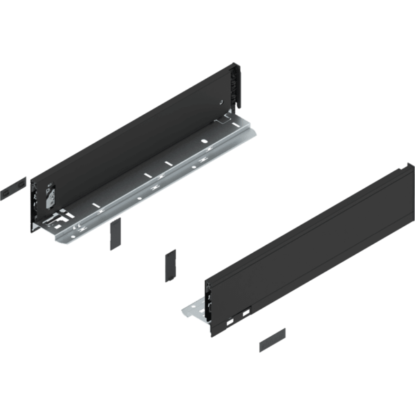 LEGRABOX pure Zarge, H=90.5 mm, NL=400 mm, carbonschwarz matt, links/rechts