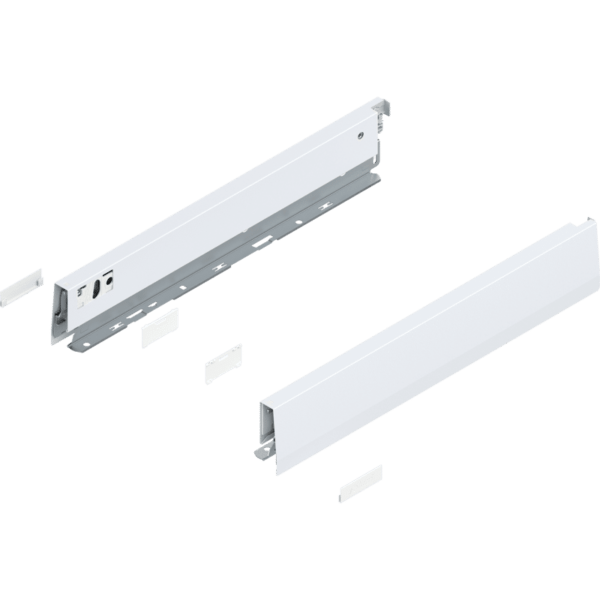 MERIVOBOX Zarge, Höhe N (68,5 mm) NL=400 mm, l/r inkl. Abdeckk., seidenweiß
