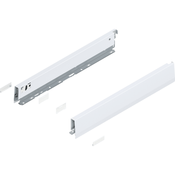 MERIVOBOX Zarge, Höhe N (68,5 mm) NL=450 mm, l/r inkl. Abdeckk., seidenweiß