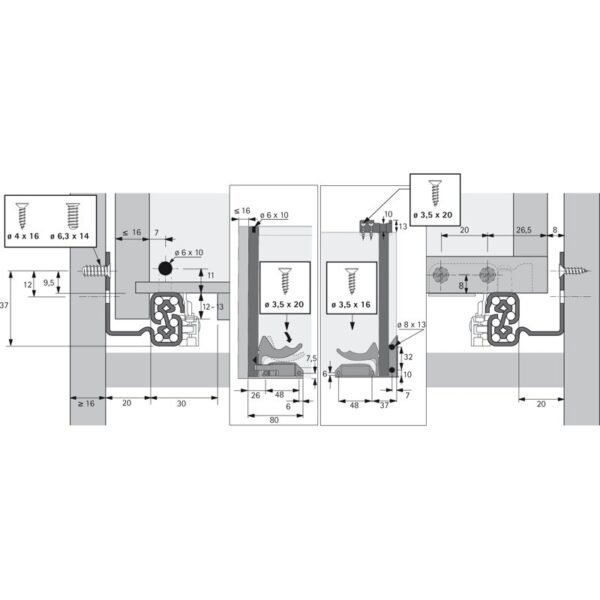 Unterflur-Vollauszug,Quadro V6,9080241,mit Silent System,600mm,links und rechts