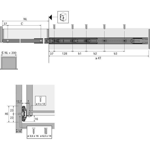 HETTICH Kugelauszug KA 4532 AM, Silent System,Stahl