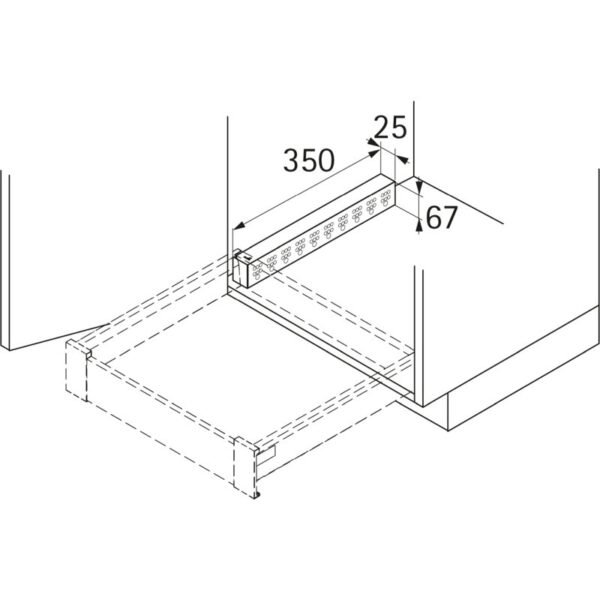 Hettich 9269724 Schubkasten Distanzleiste B350xT25xH67mm Kunststoff anthrazit