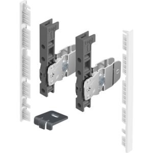 Detailaufnahme des AvanTech YOU Innenschubkasten-Frontverbinders (weiß, Artikelnummer 9257616). Perfekt für moderne Schubkastensysteme.