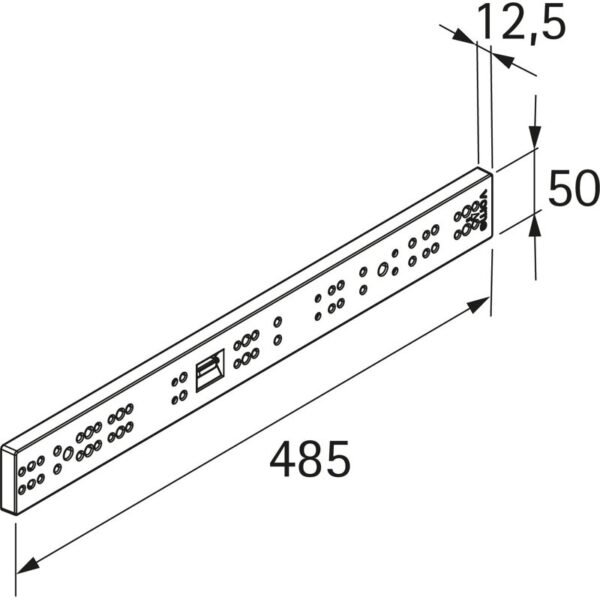 Schubkasten-Distanzleiste, MultiTech, 9115956, B12xT484xH49mm, Kunststoff weiß
