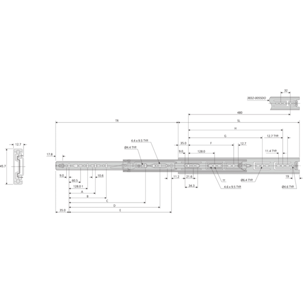 ACCURIDE Kugelauszug Vollauszug 3832DO
