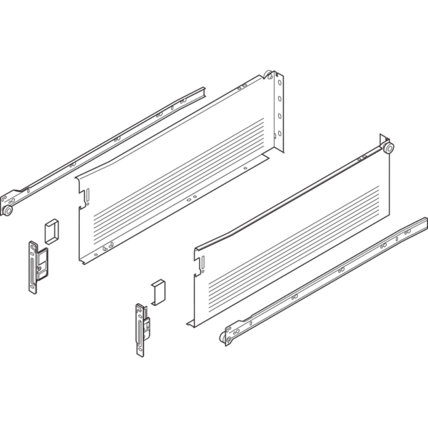 Metabox Teilauszug 450mm C15 Zargenhöhe 150mm, RAL9001 Steckversion