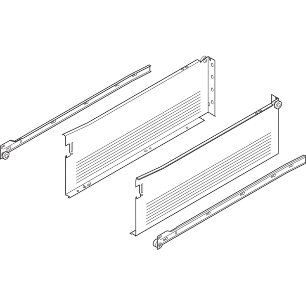 Metabox Teilauszug 500mm C15 Zargenhöhe 150mm, RAL9001 Steckversion