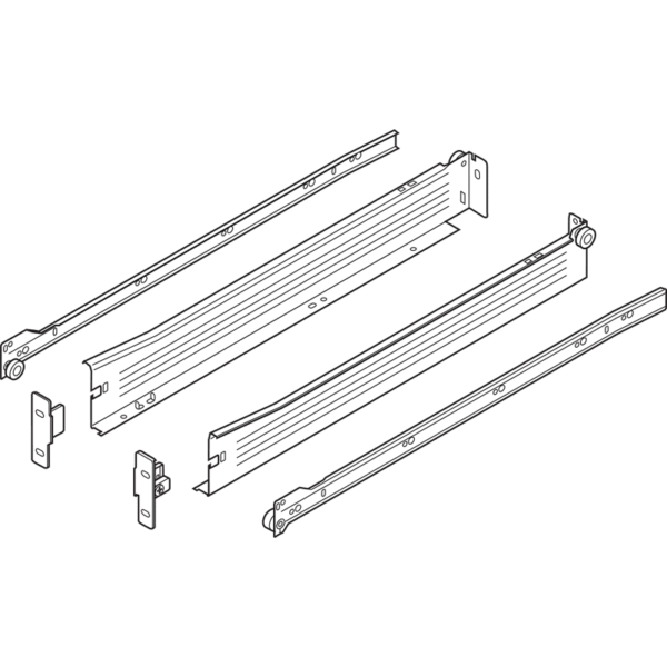 Metabox Teilauszug 500mm C15 Zargenhöhe 54mm, RAL9001 Steckversion
