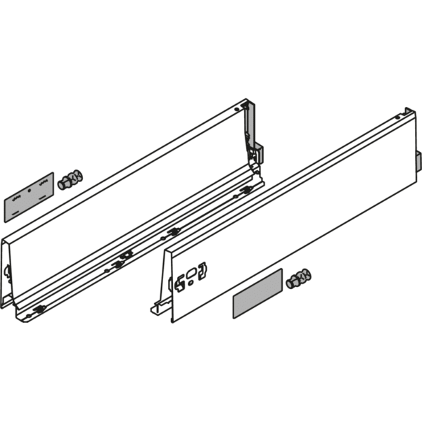 TANDEMBOX Zarge, Höhe K (115 mm), NL=650 mm, links/rechts, RAL 9006