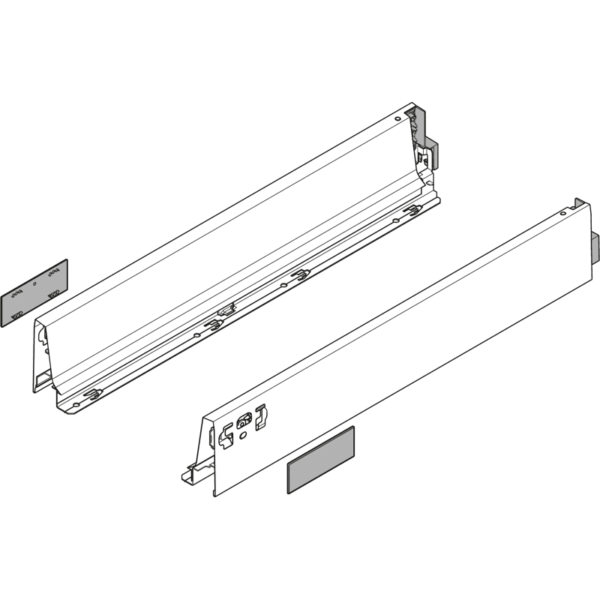 TANDEMBOX Zarge, Höhe M (83 mm), NL=650 mm, links/rechts, RAL 9006