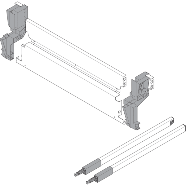 Rückwand-Set Müll KB 600 S 19 Rückwand, Verbindungsstück Aufnahme re/li Reling r