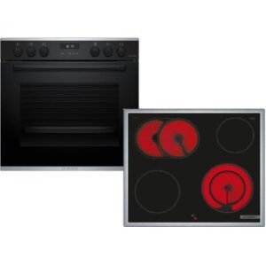 Bosch HBD471FH63 Einbau-Backofen-Set mit Glaskeramik-Kochfeld.