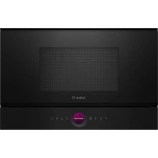 BOSCH Serie 8 Einbau-Mikrowelle BFL7221B1 in Schwarz eingebaut in moderne Küche. Kreaktivmoebel, Kreativ möbel