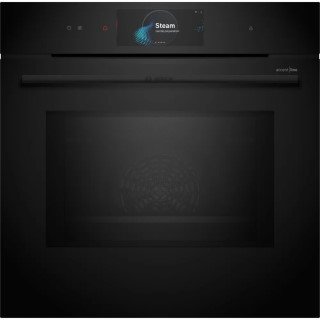 Bosch Serie 8 HNG978QB1 Einbau-Backofen mit Mikrowellen- und Dampffunktion in Schwarz Frontansicht des Bosch HNG978QB1 Backofens mit TFT-Touchdisplay Bosch Backofen Serie 8 mit geöffneter Tür und Air Fry Blech Innenraum des Bosch HNG978QB1 Backofens mit 67 Liter Garraum Einbau-Backofen Bosch HNG978QB1 mit Home Connect App und Kamera Detailansicht: Bosch Serie 8 Einbaugerät mit SoftOpen und SoftClose Tür Bedienfeld des Bosch Backofens mit Drehwähler und Touchscreen
