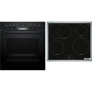 Bosch Geschirrspüler HND615LS62 in Edelstahloptik, Frontansicht mit geschlossenem Türdesign, sichtbar sind das digitale Display und die Bedienknöpfe