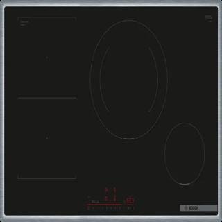 BOSCH Serie 6 Induktionskochfeld Hochwertiges Induktionskochfeld mit Edelstahlrahmen, TouchControl-Bedienung und PowerBoost-Funktion für effizientes und komfortables Kochen.