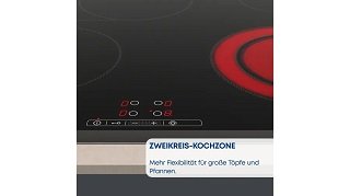 Elektro-Kochfeld, herdgesteuert, schwarz, 60 cm, aufliegender Edelstahlrahmen