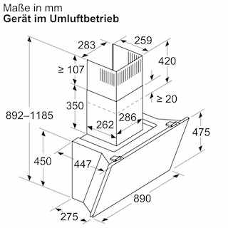 BOSCH Serie 8 Wandesse 90 cm Klarglas schwarz bedruckt Schwarz DWK91LT60