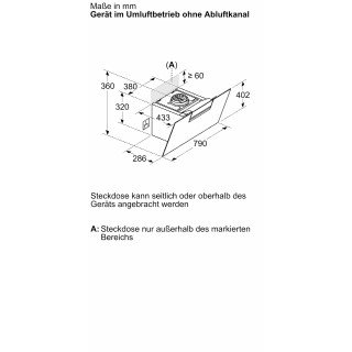 BOSCH Serie 4 Umluft-Wandhaube 80 cm Klarglas schwarz bedruckt, Schwarz DWJ87FN60