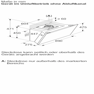 BOSCH Serie 8 Umluft-Wandhaube 90 cm Klarglas schwarz bedruckt Schwarz DWJ91LT60
