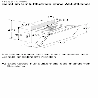 BOSCH Serie 6 Umluft Wandhaube 80 cm Klarglas schwarz bedruckt Schwarz DWJ81AN60