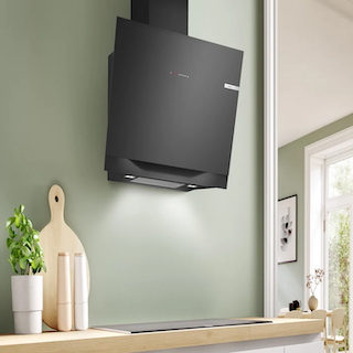 BOSCH Serie 8 Wandesse 90 cm Klarglas schwarz bedruckt Schwarz DWK91LT60