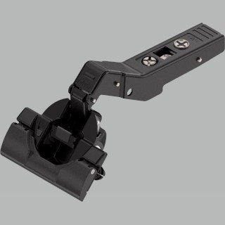 KREAKTIVMOEBEL Eingebautes Blum CLIP top BLUMOTION Winkelscharnier 95° +45° onyxschwarz (79B9698OX) – elegante Lösung für dunkle Möbel mit Winkelanschlag