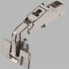 KREAKTIVMOEBEL Blum CLIP top Scharnier 170° 9,5 mm gekröpft mit Feder (71T664B) – Seitenansicht mit Montageplatte und Weitwinkel-Schließmechanismus