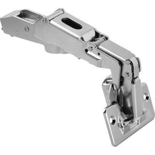 KREAKTIVMOEBEL Blum CLIP top Eckscharnier 170° mit Feder (71T655-V125) – Frontansicht mit Scharniertopf, Weitwinkelöffnung und Federmechanismus