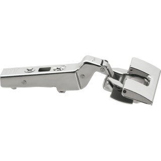 KREAKTIVMOEBEL Blum CLIP top BLUMOTION Winkelscharnier 95° +20° II (79B9595) – Seitenansicht mit Montageplatte und CLIP-Mechanik