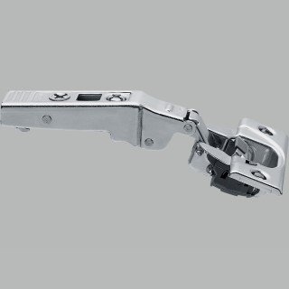 KREAKTIVMOEBEL Blum CLIP top BLUMOTION Winkelscharnier 95° +15° III (79B9454) – Frontansicht mit Scharniertopf, CLIP-Mechanik und BLUMOTION Dämpfungssystem