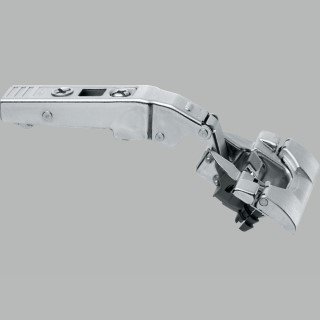 KREAKTIVMOEBEL Blum CLIP top BLUMOTION Winkelscharnier 95° +30° III (79B9496) – Frontansicht mit Scharniertopf, Eckanschlag und BLUMOTION Dämpfung