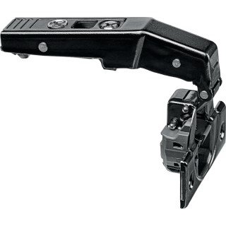 KREAKTIVMOEBEL Blum CLIP top BLUMOTION Stollenscharnier 95° (79B955.OX) – Frontansicht mit Scharniertopf, CLIP-Mechanik und BLUMOTION Dämpfungssystem