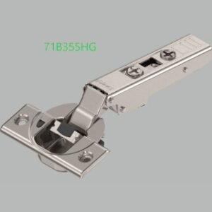KREAKTIVMOEBEL Blum CLIP top BLUMOTION Eckscharnier 110° 71B355HG mit Feder, aufliegend, Anschraubmontage – Vorderansicht