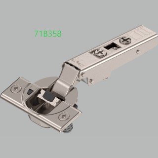 KREAKTIVMOEBEL Blum CLIP top BLUMOTION Eckscharnier 110° mit Feder, aufliegend, Einpressmontage – Vorderansicht