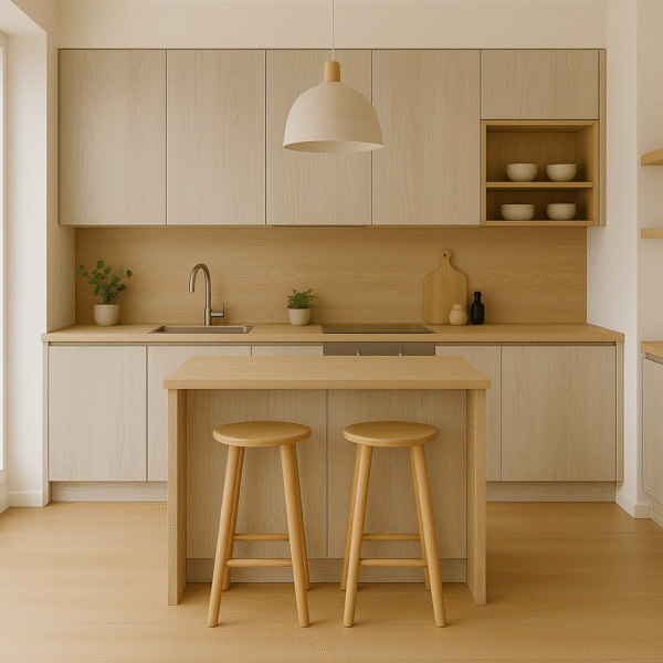 Dekorplatte Kronospan K524 Pure Surfside Ash mit hellgrauer Holzstruktur und natürlicher Maserung, ideal für moderne Möbel und Innenausbau.