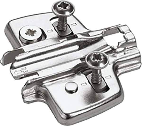 HETTICH Kreuzmontageplatte 9075086, Modell 8099 aus Metall zur sicheren Scharnierbefestigung im Möbelkorpus