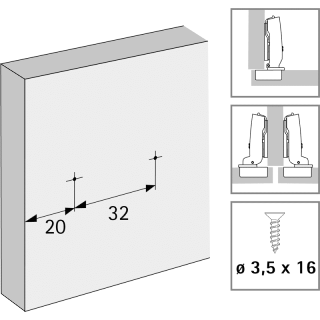 HETTICH MB-Linear-Montageplatte, Distanz 1, 5mm, Sensys/Intermat, 9117341, Stahl vern.