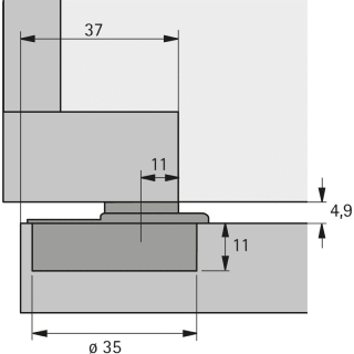 HETTICH Möbel-Automatikscharnier, Optimat Plus 4 FM, 9072548, 110°, Stahl vernickelt