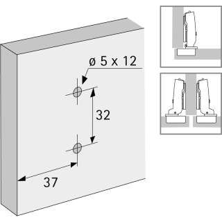 HETTICH 9075055 Kreuzmontageplatte Distanz 0mm Sensys 8099 vernickelt