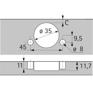 HETTICH Möbel-Topfscharnier, Sensys 8657, 9099633, 165°, Kröpf. 9, 5mm, Stahl vernickelt