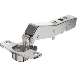 Hettich Topfscharnier Sensys 8639 mit 95 Grad Öffnungswinkel – vernickeltes Möbelscharnier mit integrierter Dämpfung und Clipmechanismus zur Schnellmontage